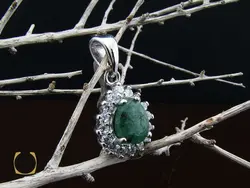 مدال زمرد طرح غنچه زنانه - کد 3214