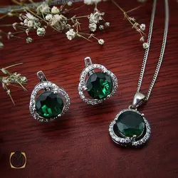نیم ست نقره طرح غزل زنانه - کد 7308
