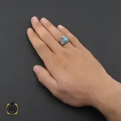 انگشتر فیروزه نیشابوری مردانه - کد 10082