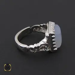 انگشتر عقیق کبود یمن دست ساز مردانه - کد 8925