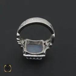 انگشتر عقیق کبود یمن دست ساز مردانه - کد 8925