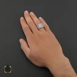 انگشتر عقیق کبود یمن دست ساز مردانه - کد 8925