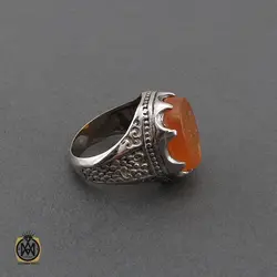 انگشتر عقیق یمن با حکاکی شرف الشمس و رفع الله رایه العباس مردانه - کد 10735