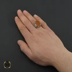 انگشتر عقیق یمن با حکاکی شرف الشمس و رفع الله رایه العباس مردانه - کد 10735