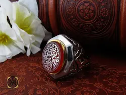 انگشتر عقیق یمن با حکاکی یا قادر المتعال مردانه - کد 10196