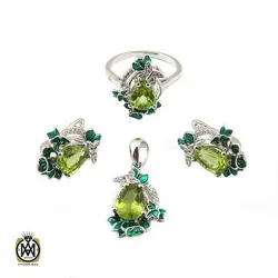 سرویس زبرجد و میناکاری زنانه طرح آوینا - کد 7394