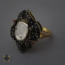 انگشتر الماس اصل طرح پرتو زنانه - کد 2146