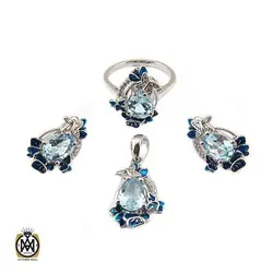 سرویس توپاز آبی مرغوب و میناکاری طرح هورسا - کد 7369