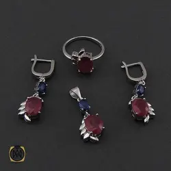 سرویس یاقوت سرخ و کبود طرح ماهگل زنانه - کد 7149
