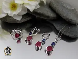 سرویس یاقوت سرخ و کبود طرح ماهگل زنانه - کد 7149