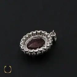 مدال یاقوت سرخ معدنی زنانه طرح دنیا - کد 3117