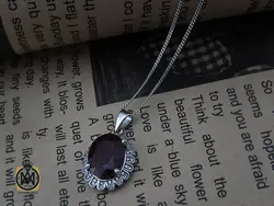 مدال یاقوت سرخ معدنی زنانه طرح دنیا - کد 3117