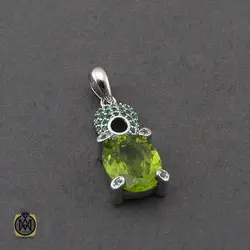 سرویس نقره نگین اصلی زبرجد طرح اَنوشا زنانه - کد 7222