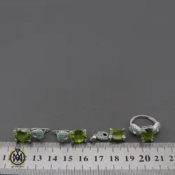 سرویس نقره نگین اصلی زبرجد طرح اَنوشا زنانه - کد 7222