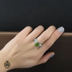 سرویس نقره نگین اصلی زبرجد طرح اَنوشا زنانه - کد 7222