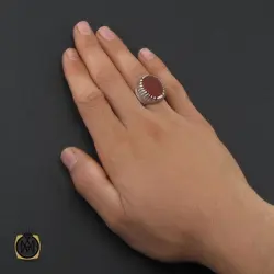 انگشتر عقیق یمن با حکاکی نفسی لک الفداء یا حسین مردانه - کد 10198