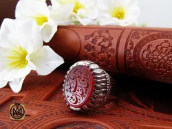 انگشتر عقیق یمن با حکاکی نفسی لک الفداء یا حسین مردانه - کد 10198