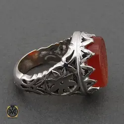 انگشتر عقیق یمن با حکاکی ماشاالله لا قوه الا بالله ان ترن انا اقل منک مالا و ولدا مردانه - کد 10696