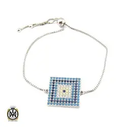 دستنبد نقره زنانه طرح چشم زخم مدل ویانا – کد 1192