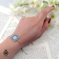 دستنبد نقره زنانه طرح چشم زخم مدل ویانا – کد 1192