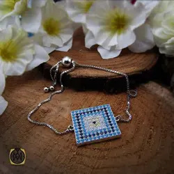 دستنبد نقره زنانه طرح چشم زخم مدل ویانا – کد 1192