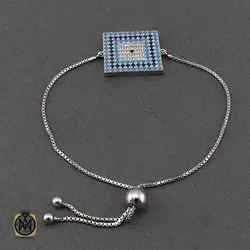 دستنبد نقره زنانه طرح چشم زخم مدل ویانا – کد 1192