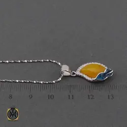 گردنبند عقیق زرد و میناکاری زنانه طرح هانا - 3402