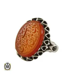 انگشتر عقیق یمن مردانه با حکاکی بابی انت و امی یا امیرالمومنین - کد 8101