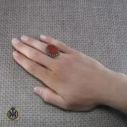 انگشتر عقیق یمن مردانه با حکاکی بابی انت و امی یا امیرالمومنین - کد 8101