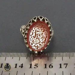 انگشتر عقیق یمن مردانه با حکاکی بابی انت و امی یا امیرالمومنین - کد 8101