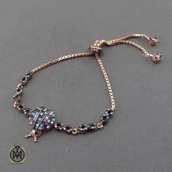 دستبند نقره میکرو طرح کفشدوزک زنانه - کد 1134