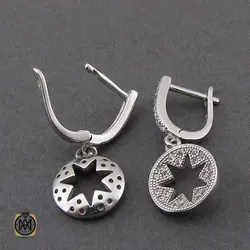 گوشواره نقره زنانه طرح دیلان پر نگین - 5077