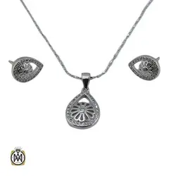 نیم ست نقره دخترانه با روکش آب رادیوم -کد 7421