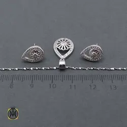 نیم ست نقره دخترانه با روکش آب رادیوم -کد 7421