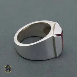 انگشتر یاقوت سرخ اصلی مردانه دست ساز چهارگوش - کد 11316