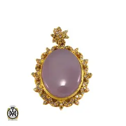 مدال عقیق یمن کبود و الماس اصل زنانه طرح پوران - کد 3009