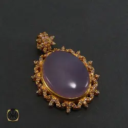 مدال عقیق یمن کبود و الماس اصل زنانه طرح پوران - کد 3009