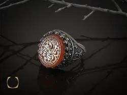 انگشتر عقیق یمن با حکاکی سبحان الحی قیوم مردانه - کد 10216