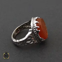 انگشتر عقیق یمن با حکاکی یا شرف الشمس و عباس بن امیرالمومنین مردانه – کد 10532