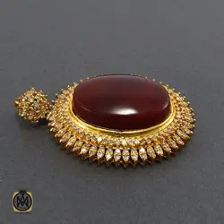 مدال عقیق یمن و الماس اصل زنانه طرح جانان - کد 3004