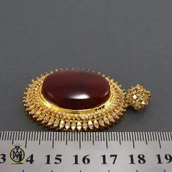 مدال عقیق یمن و الماس اصل زنانه طرح جانان - کد 3004