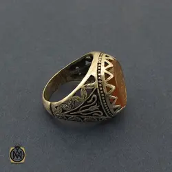 انگشتر عقیق یمن با حکاکی کل خیر فی باب الحسین مردانه - کد 10381