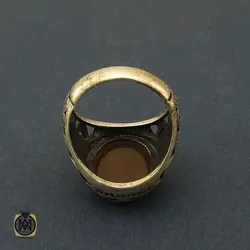 انگشتر عقیق یمن با حکاکی کل خیر فی باب الحسین مردانه - کد 10381