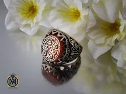 انگشتر عقیق یمن با حکاکی کل خیر فی باب الحسین مردانه - کد 10381