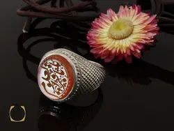 انگشتر عقیق یمن با حکاکی یا باقرالعلوم مردانه - کد 10383