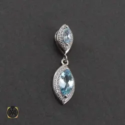 سرویس نقره نگین اصل توپاز آبی طرح دیبا زنانه - کد 7265