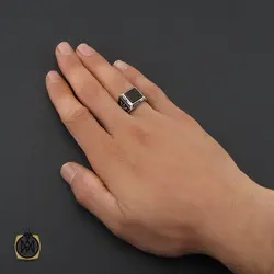 انگشتر عقیق مشکی اسپرت مردانه - کد 10159