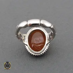 انگشتر عقیق یمن با حکاکی شرف الشمس و یا عقیله العرب مردانه - کد 10745