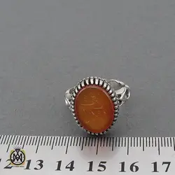 انگشتر عقیق یمن با حکاکی شرف الشمس و یا عقیله العرب مردانه - کد 10745