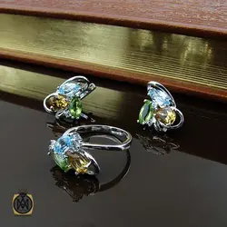 سرویس چند نگین اصل و خوش رنگ طرح هانا - کد 7365